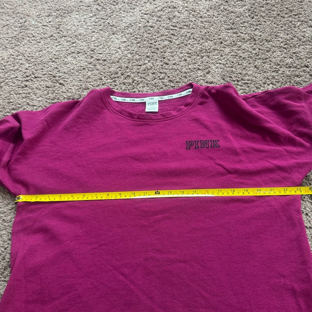 Victoria's Secret PINK Long Sleeve Crewneck Sweatshirt LOVE PINK Raspberry L - Picture 6 of 6
